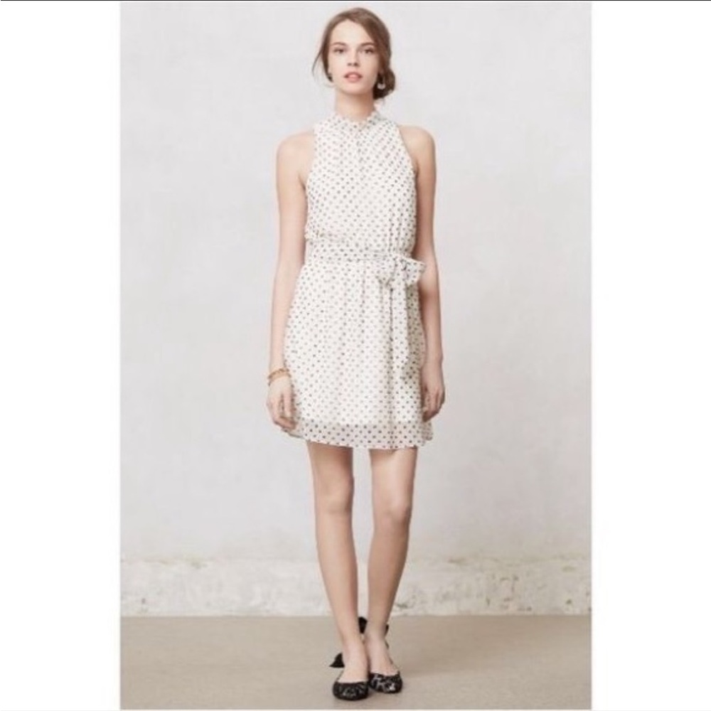 Anthropologie Cream Sundress Sleeveless Halter Mini